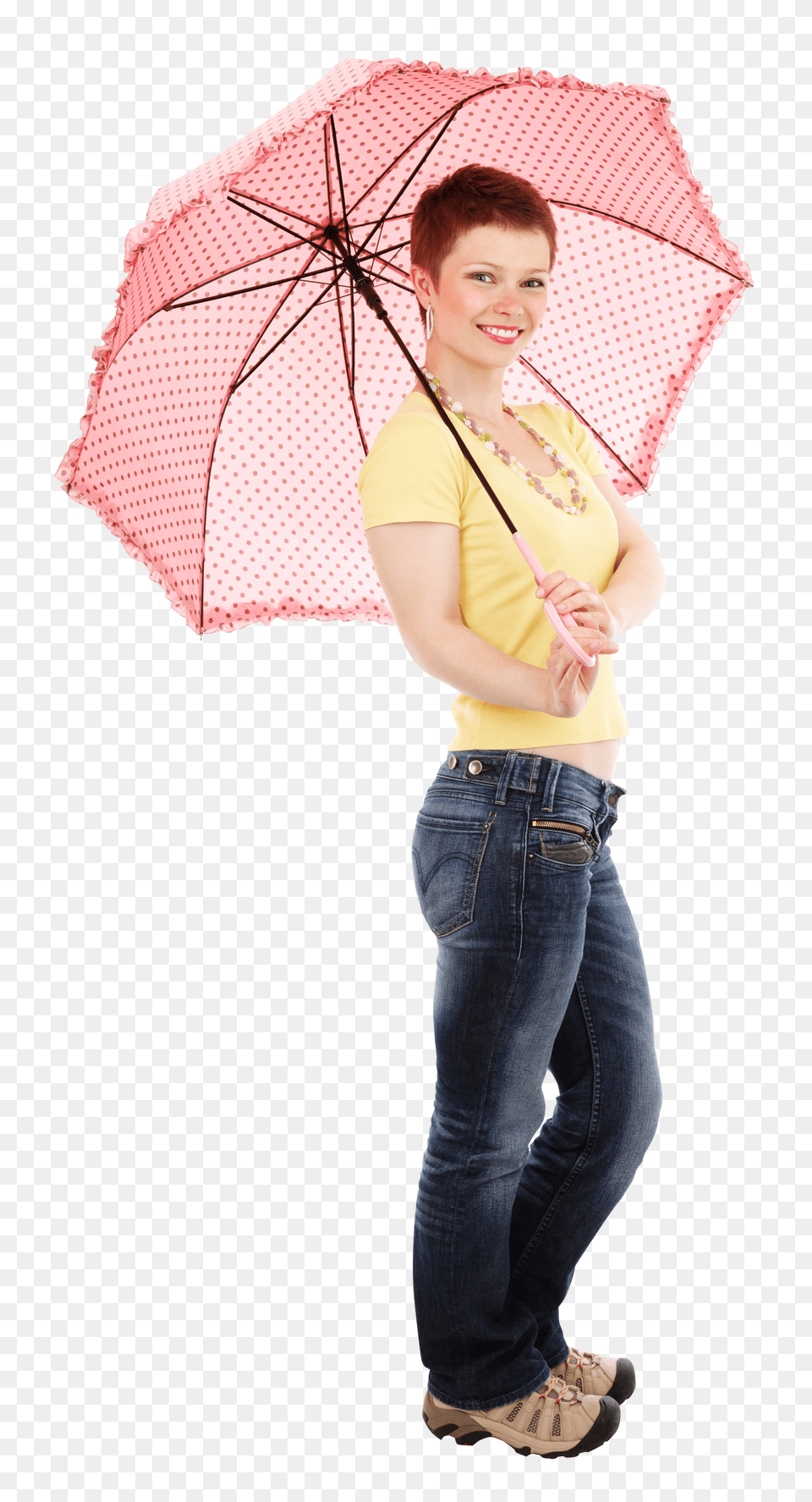 Pngpix Com Young Happy Woman Standing With Umbrella, Photography, Person, Pants, Jeans Png