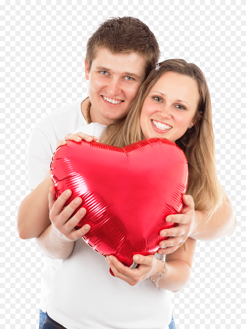 Pngpix Com Young Loving Couple Holding A Red Heart Shaped Pillow, Adult, Female, Person, Woman Free Png Download