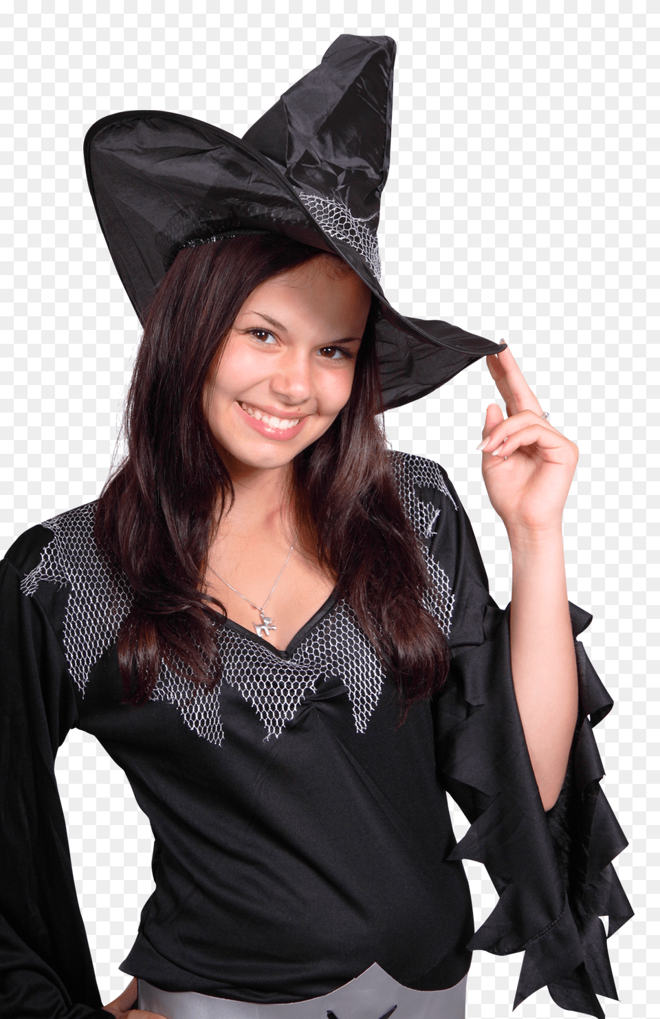 Pngpix Com Young Witch Girl On Starry Halloween Night Image, Blouse, Person, Clothing, People Free Png
