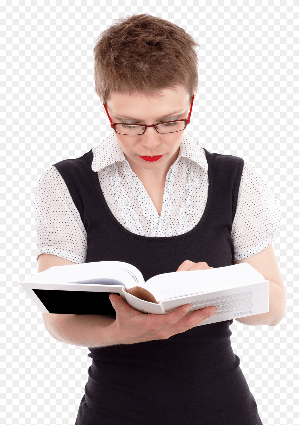 Pngpix Com Young Woman Reading Book Transparent, Person, Adult, Female, Face Png Image