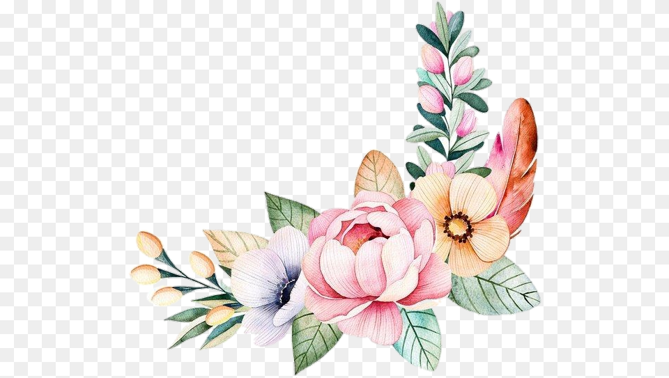 Pngstickers Watercolor Illustration Flowers Flores Dibujo, Art, Floral Design, Pattern, Graphics Free Transparent Png