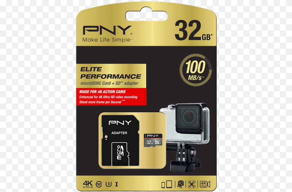 Pny 32gb Microsd Class 10 Memory Card Pny, Camera, Electronics, Video Camera, Digital Camera Free Transparent Png