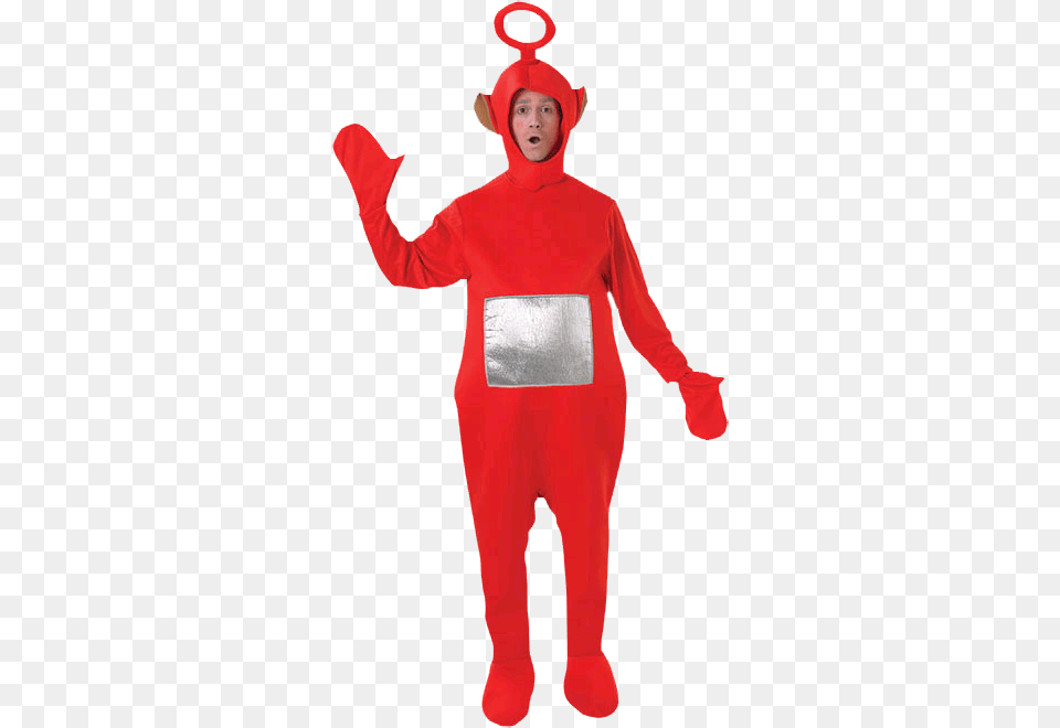 Po Adult Costume Po Teletubbies Costume, Clothing, Person, Hood, Knitwear Free Transparent Png