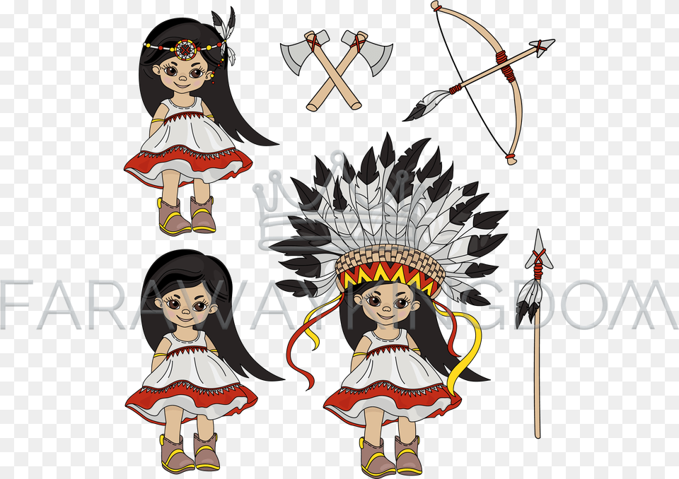 Pocahontas Holiday Indian Princess Vector Illustration Set Stock Illustration, Baby, Person, Face, Head Png Image