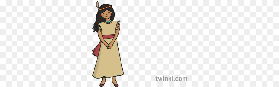 Pocahontas Illustration Twinkl Cartoon, Clothing, Dress, Person, Girl Png