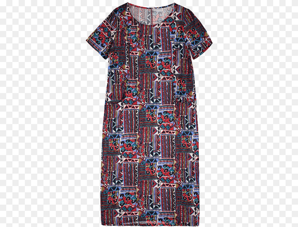 Pocket Abstract Print Midi Dress Colormix Day Dress, Home Decor, Pattern, Clothing, Coat Free Transparent Png