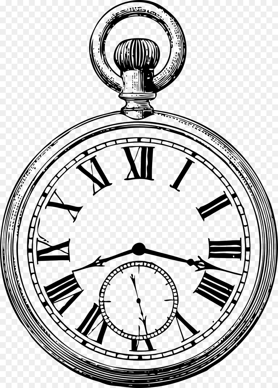 Pocket Watch Line Drawing, Analog Clock, Clock Png