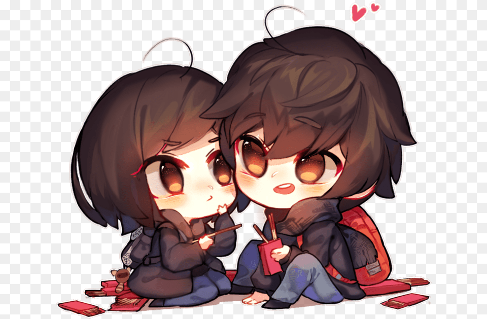 Pocky Day By Magancito Cute Anime Chibi Couple, Book, Comics, Publication, Baby Free Png