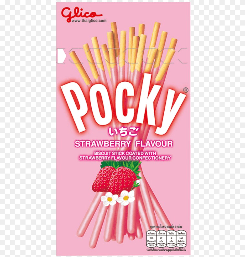 Pocky Strawberry 47g Thailand Pocky, Advertisement, Poster, Berry, Food Png Image