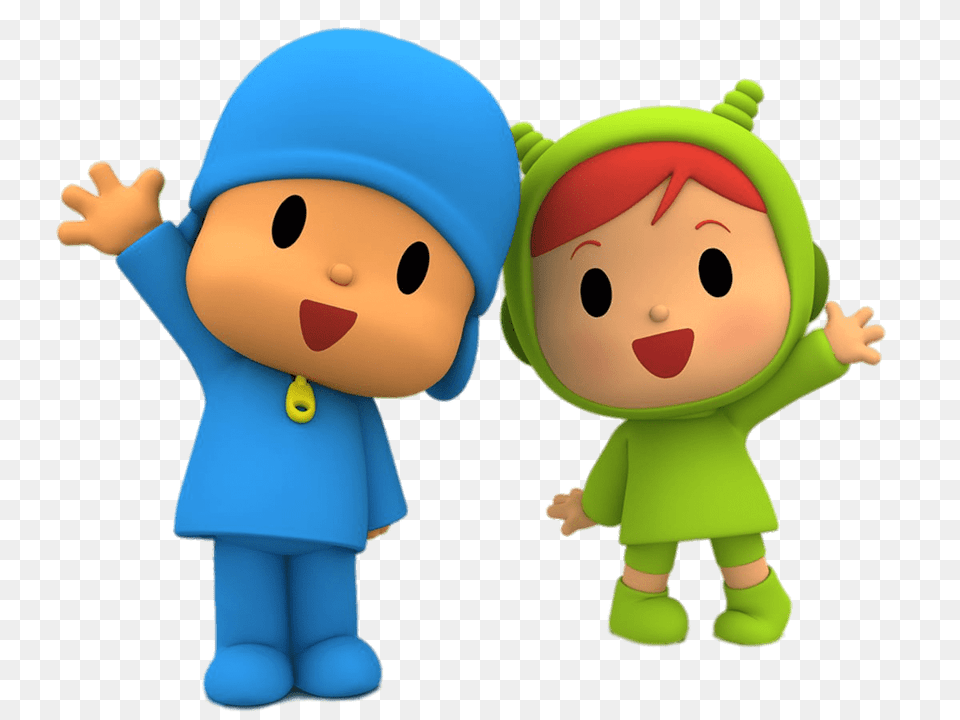 Pocoyo And Nina Waving, Toy, Face, Head, Person Free Transparent Png