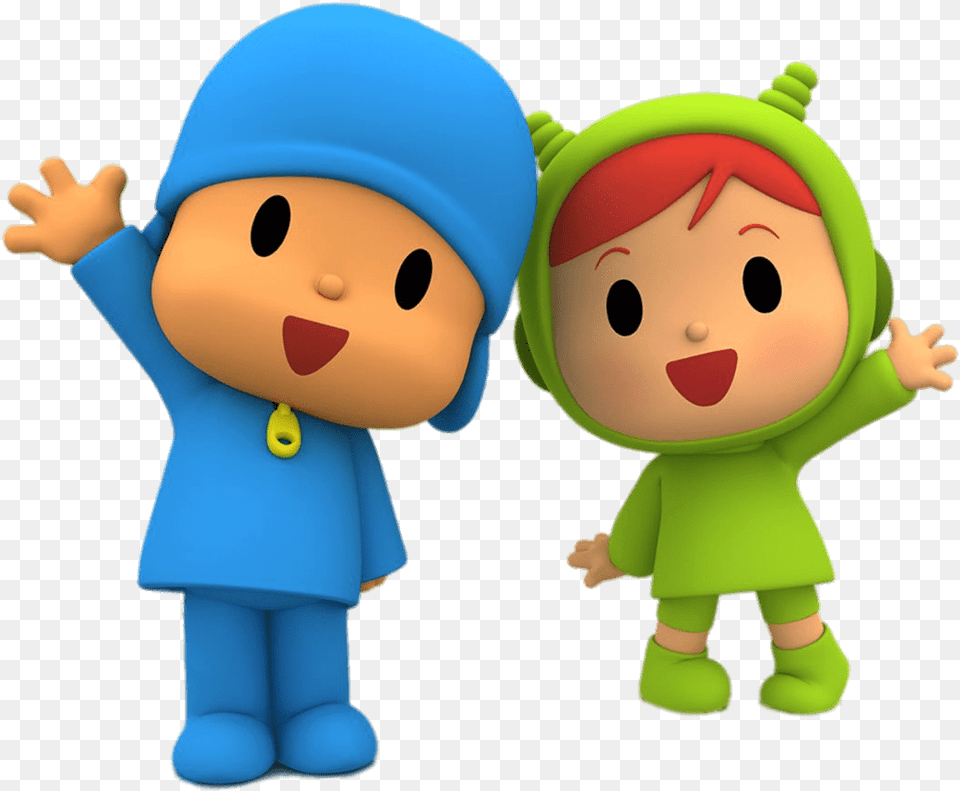 Pocoyo And Nina Waving Pocoyo E Nina, Toy, Face, Head, Person Free Png Download