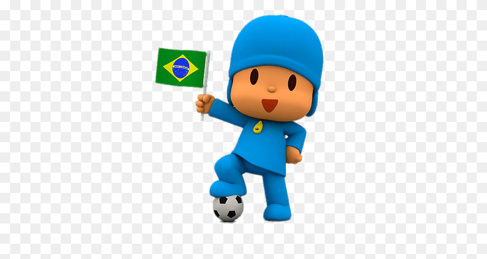 Pocoyo Brazilian Flag, Baby, Ball, Football, Person Png Image
