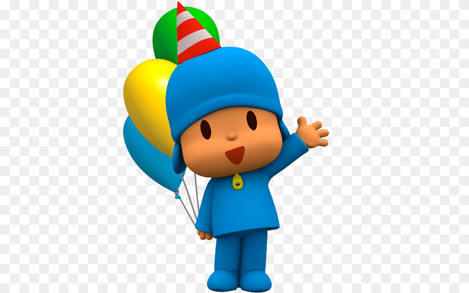Pocoyo Holding Balloons, Balloon, Toy, Clothing, Hat Free Transparent Png