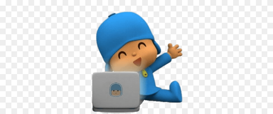 Pocoyo Working On Computer, Toy Png Image