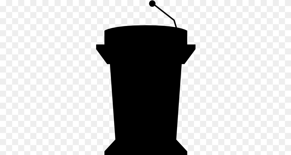 Podium Silhouette With Microphone For Presentation, Gray Free Png