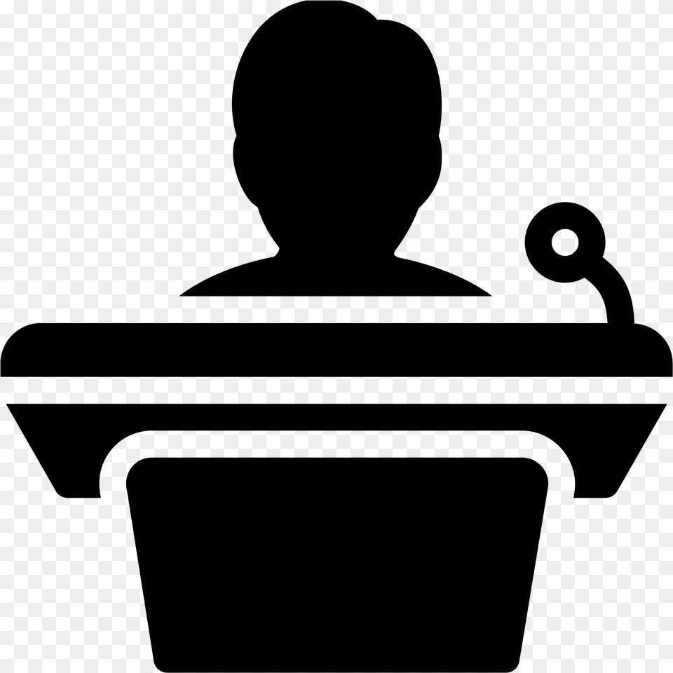 Podium Z Mwc Icon Public Speaking Microphone Clipart, Gray Png Image