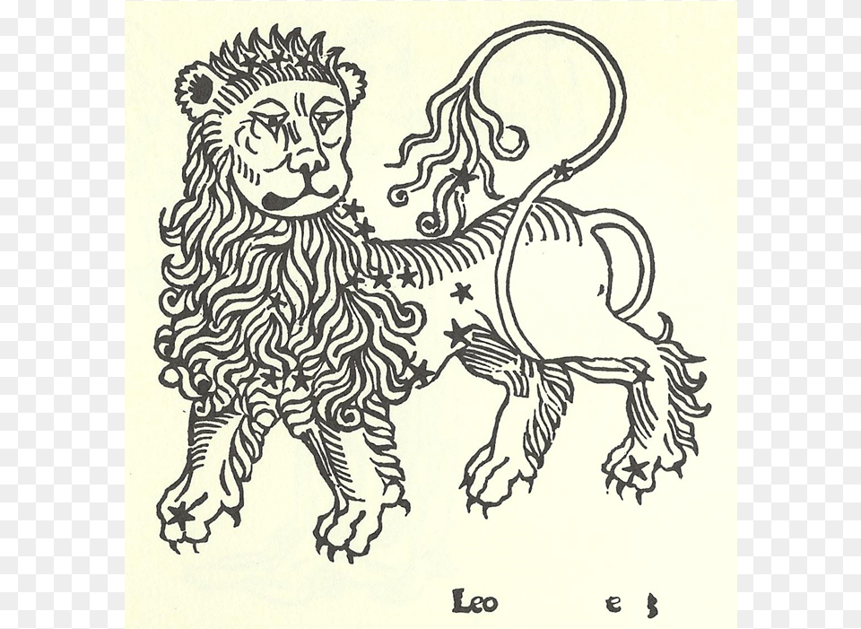 Poeticon Astronomicon Higinio Ratdolt Incunabula Amp Zodiac Leo 1482 Nleo The Lion Zodiacal Woodcut From, Animal, Mammal, Wildlife, Drawing Free Png Download