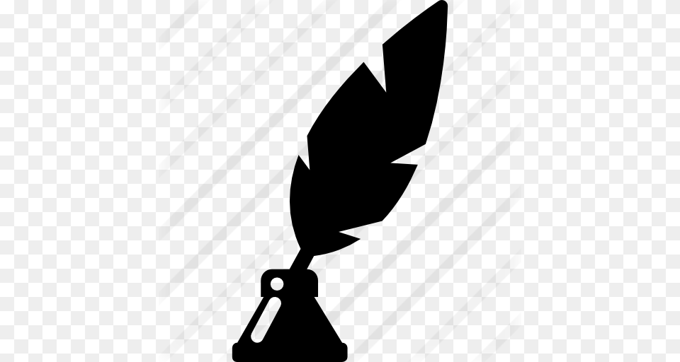 Poetry Symbol Of A Feather In Ink Container, Gray Png Image