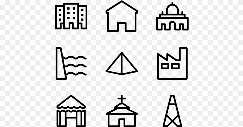 Poi Buildings Outline Theater Icons, Gray Free Png