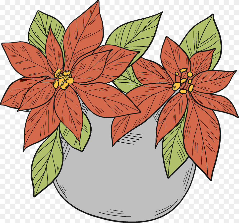 Poinsettia In A Pot Clipart, Art, Potted Plant, Plant, Pattern Free Transparent Png
