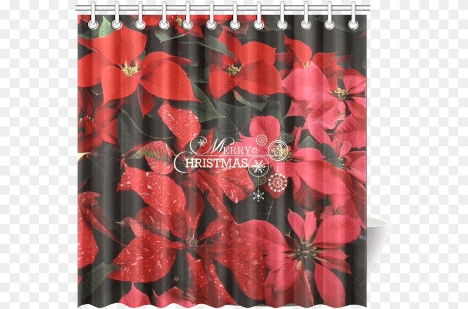 Poinsettia Merry Christmas Shower Curtain 69, Shower Curtain, Plant Free Png