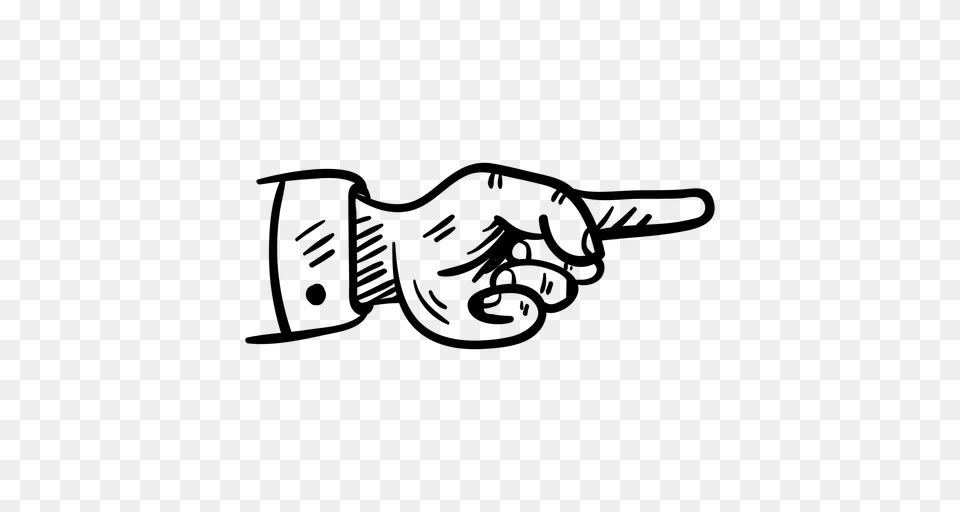 Pointing Hand Doodle, Gray Free Transparent Png