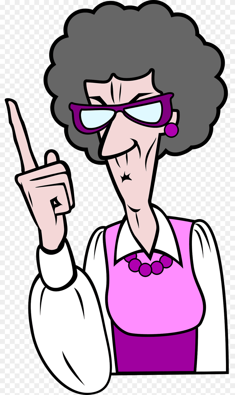 Pointing Old Woman Clipart, Accessories, Person, Glasses, Female Png Image