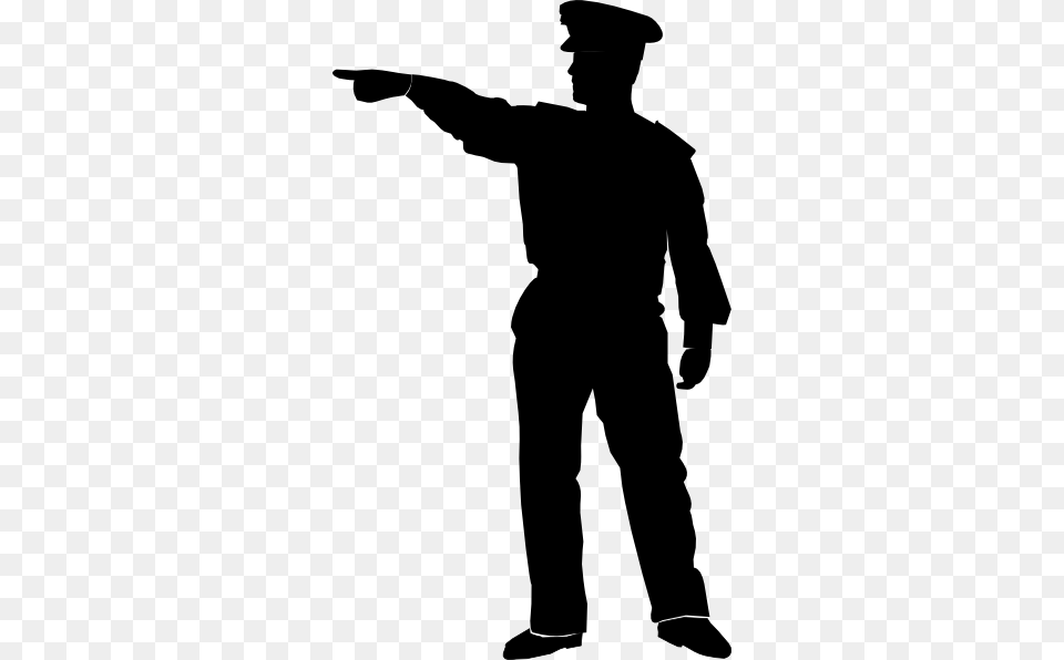 Pointing Policeman Clip Art, Silhouette, Adult, Male, Man Free Png Download