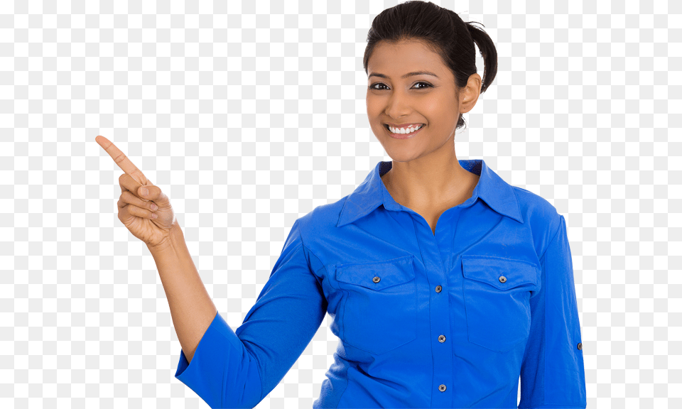 Pointing Woman Hd Woman Pointing Background, Happy, Person, Long Sleeve, Head Free Transparent Png