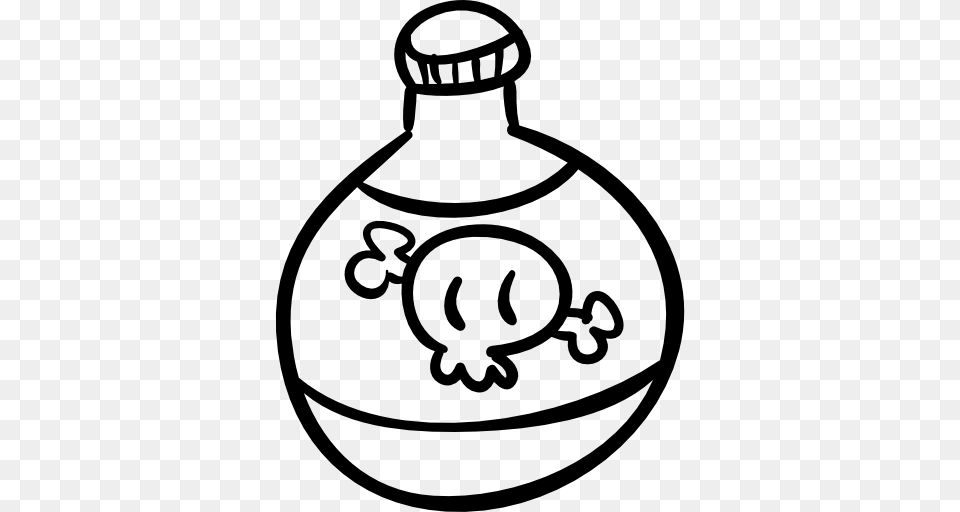 Poison Skull Halloween Outlined Potion Outline Bottle, Gray Png Image