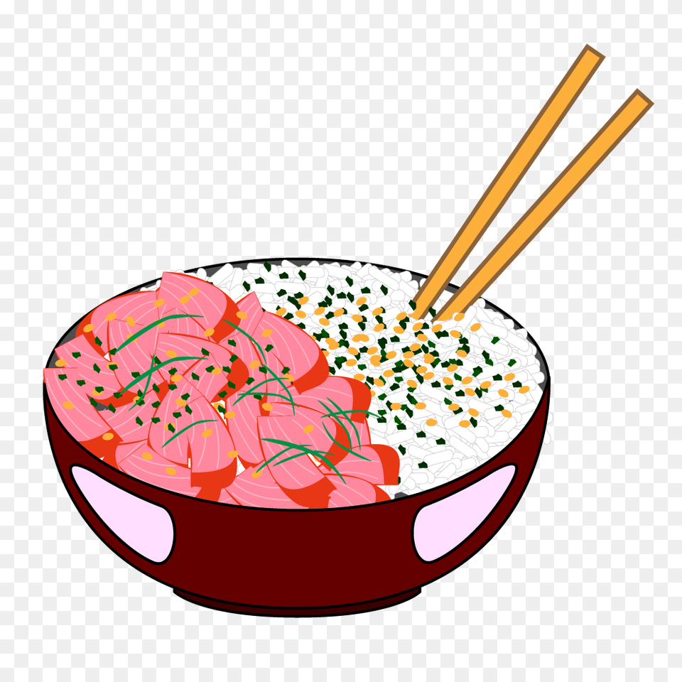 Poke Bowl And Rice Illustrator Graphic Hawaiian Graphics, Food, Meal, Dish, Cream Png Image