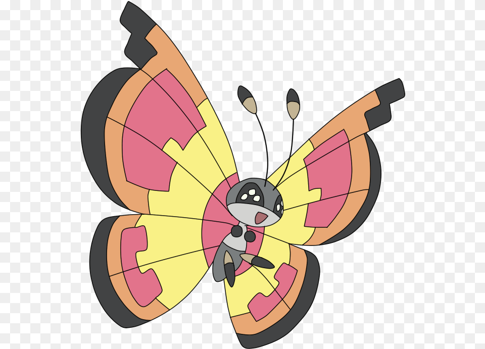 Pokemon 4682 Vivillon Sun Pokedex Evolution Moves Vivillon Sun Pattern, Dynamite, Weapon Png Image