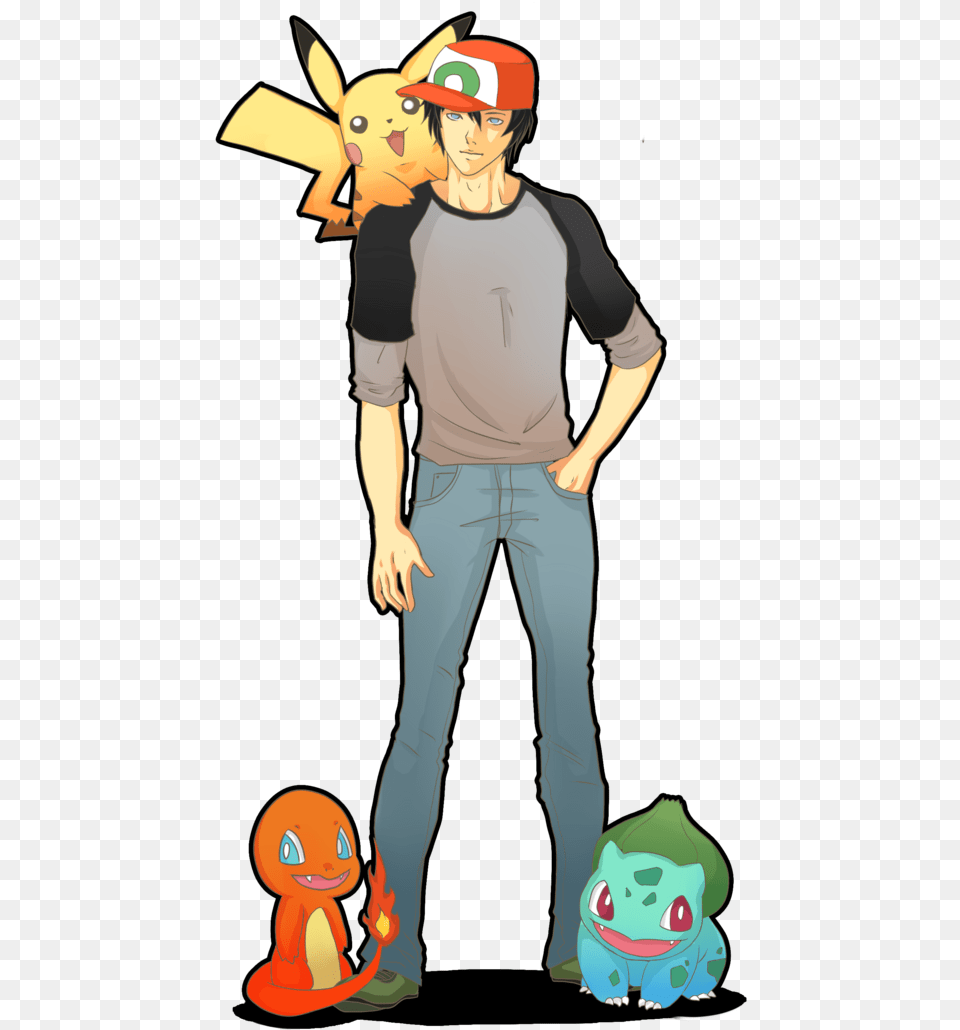 Pokemon 4ever Pikachu X Ash Fanart, Pants, Clothing, Adult, Person Free Png Download