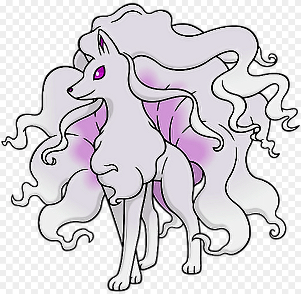 Pokemon Alola Ninetales Shiny, Art, Purple, Drawing, Animal Free Png Download