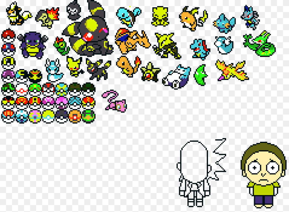 Pokemon And Rick And Morty Pixel Art Maker, Graphics, Person, Face, Head Free Png Download