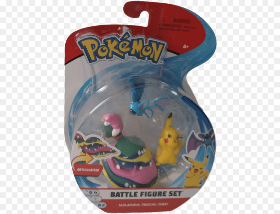 Pokemon Battle Figure Set Alolan Muk Pikachu Zubat Pokemon Battle Figure Aerodactyl, Toy, Rattle, Can, Tin Free Png