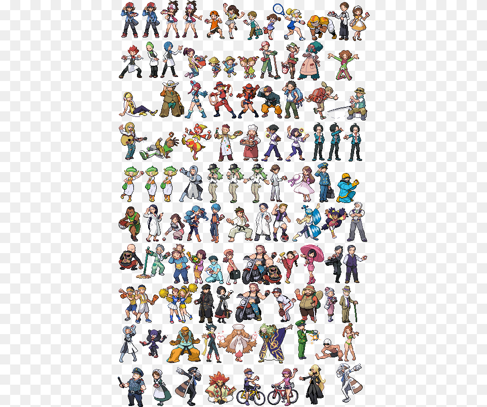 Pokemon Black And White 2 Animated Sprites Crowd, Art, Collage, Adult, Person Png