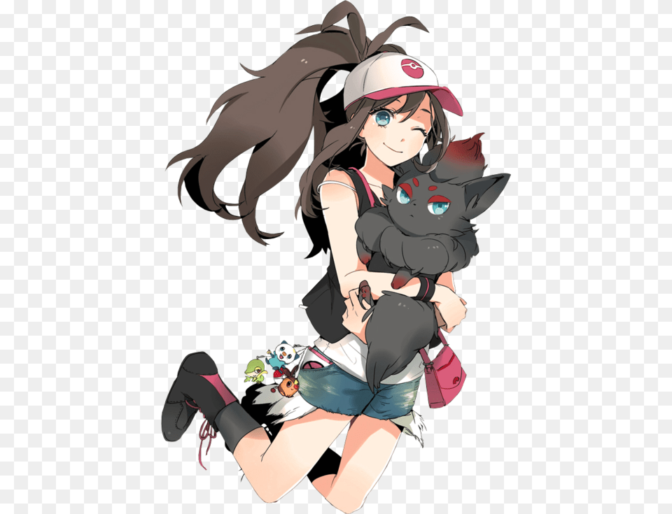 Pokemon Black And White Girl Trainer Hot, Book, Comics, Publication, Face Png