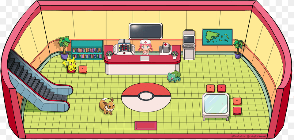 Pokemon Center Art Icon, Indoors, Plant, Disk, Person Free Transparent Png