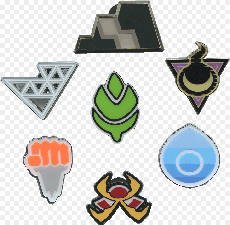 Pokemon Champions Path Gym 7 Badge Collector Pin Set Geometric, Body Part, Hand, Person Png