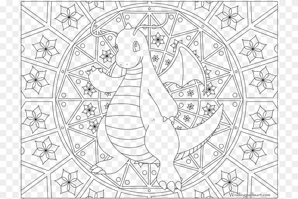 Pokemon Coloring Pages Dragonite, Gray Free Transparent Png