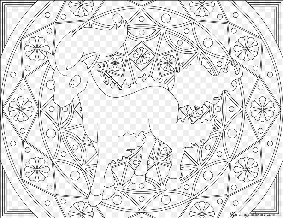 Pokemon Coloring Pages Rapidash Pokemon Dragonair Coloring Page, Gray Png Image