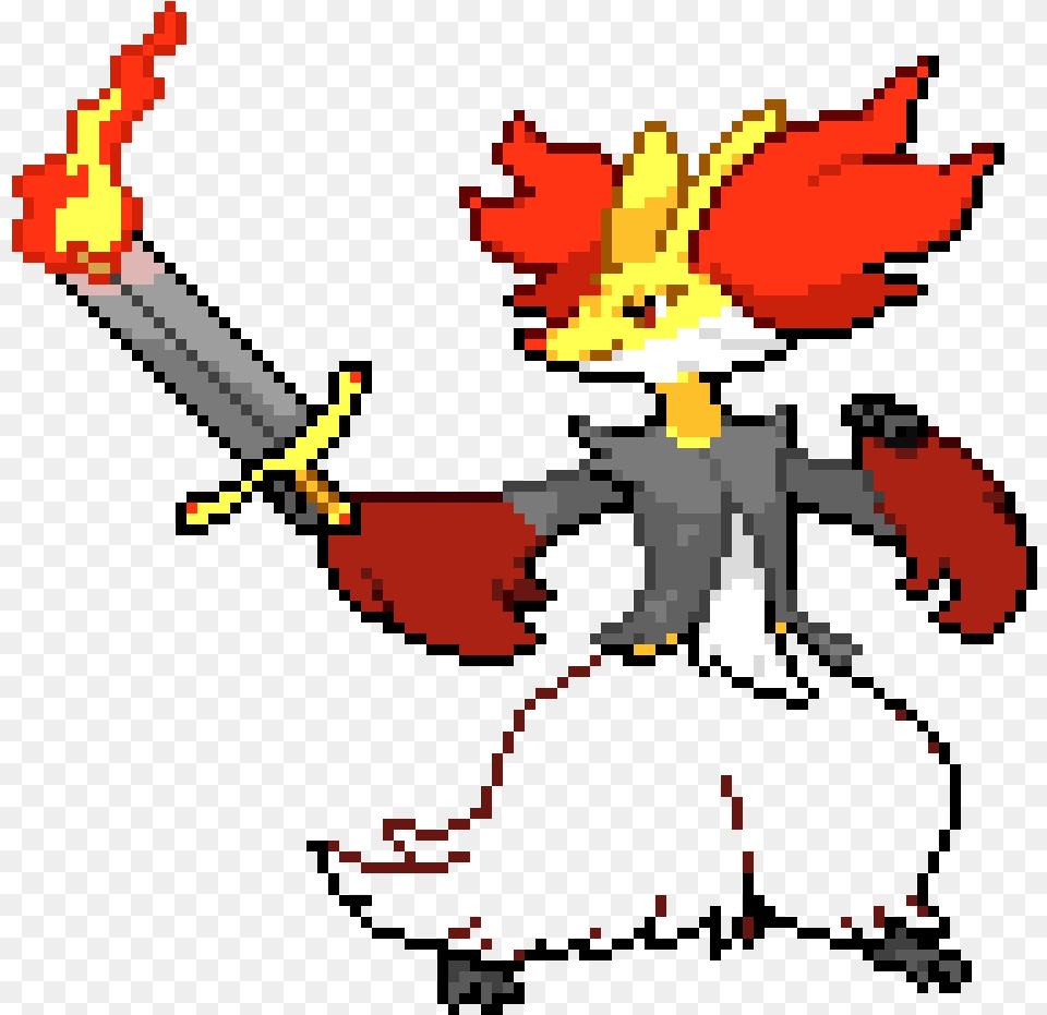 Pokemon Delphox Pixel Art, Sword, Weapon, Dynamite Png Image