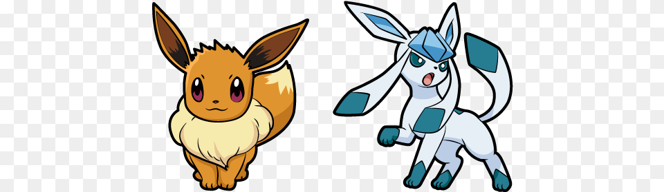Pokemon Eevee And Glaceon Cursor Cartoon, Baby, Person, Face, Head Png Image