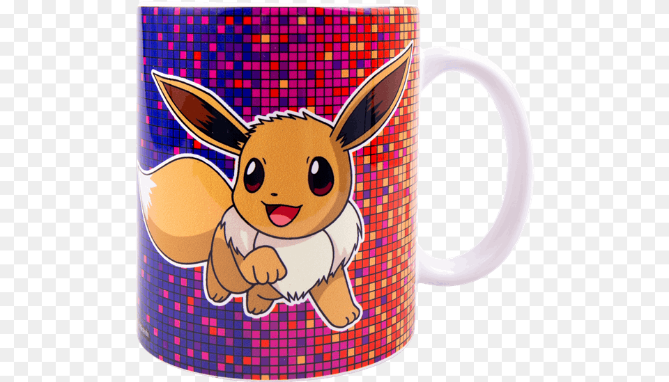Pokemon Eevee Disco Mug Coffee Cup, Beverage, Coffee Cup, Face, Head Png