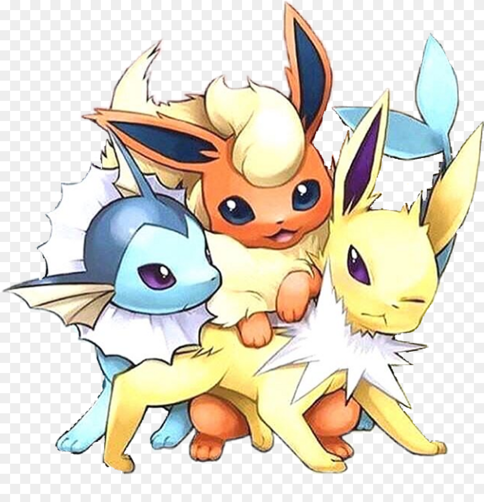 Pokemon Flareon Vaporeon Jolteon Pokemon Vaporeon Flareon And Jolteon, Baby, Person, Face, Head Free Png Download