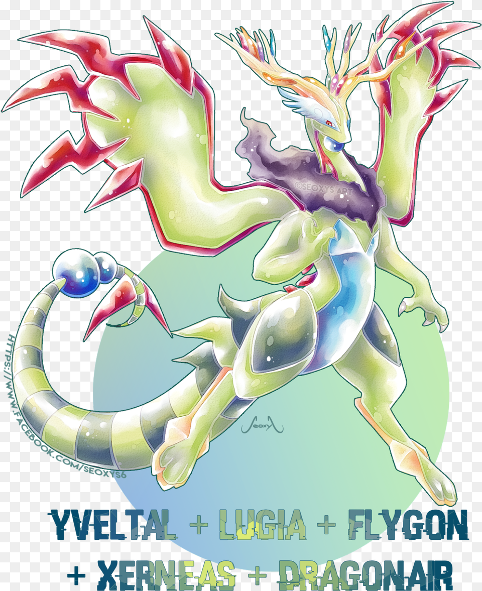 Pokemon Fusion Xerneas And Yveltal Fusion Zygarde Yveltal Xerneas, Dragon, Animal, Bird, Chicken Png