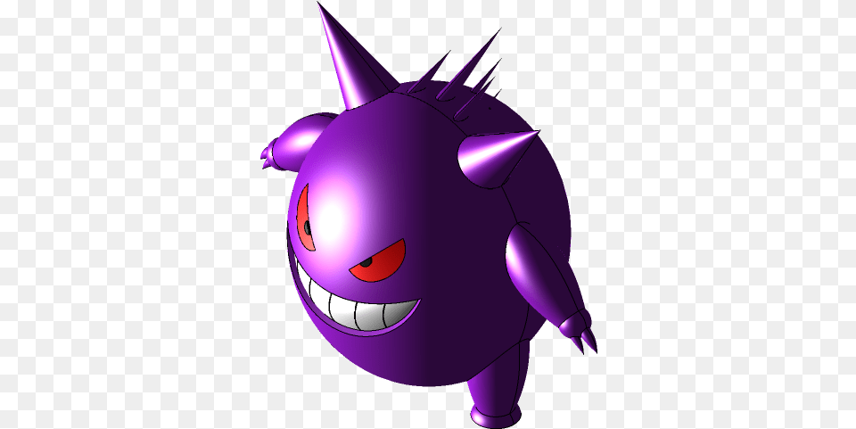 Pokemon Gengar 3d Cad Model Library Grabcad Cartoon, Purple Png Image