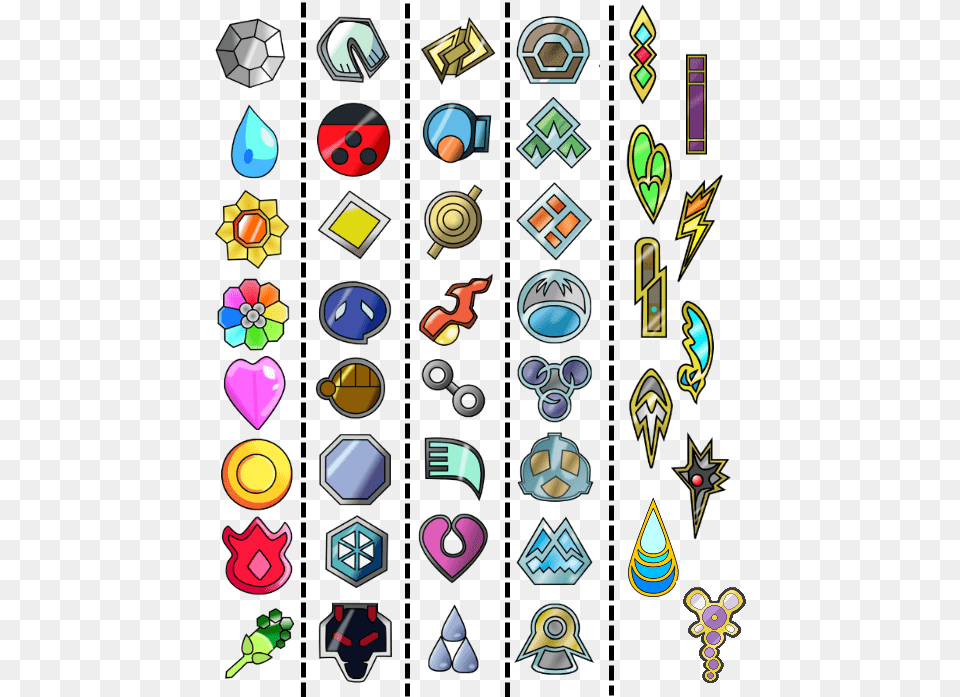 Pokemon Gym Badges, Art, Graphics, Pattern, Collage Free Png