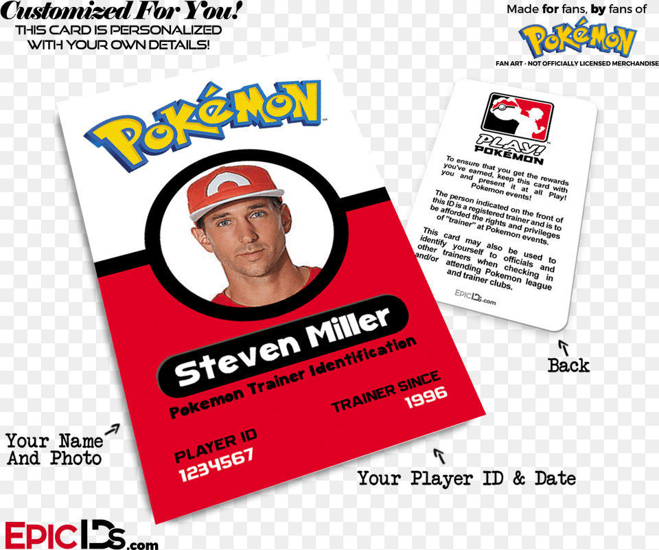 Pokemon Inspired Pokemon Player Photo Id Badge Photo Pokemon Id Card, Advertisement, Poster, Adult, Person Png